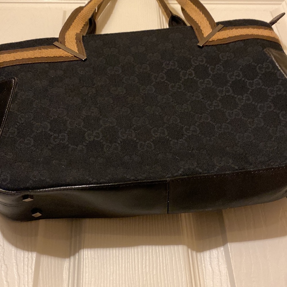 Gucci GG Canvas leather tote bag Black with beige handle - Picture 14 of 14